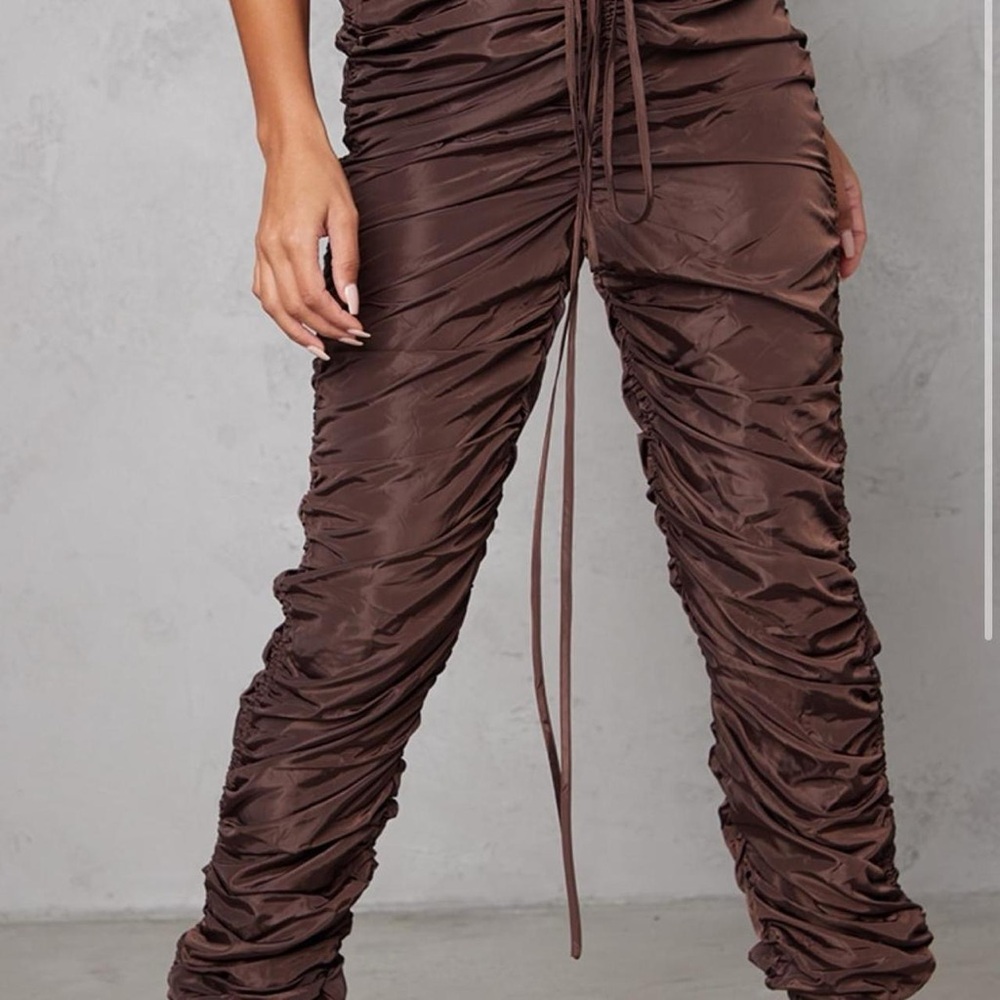 Ruched Leg Dip Waist Trousers - Picture 2 of 5
